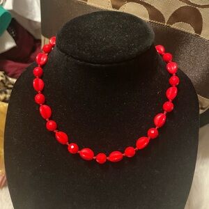 Vintage Elegant Red Beaded Necklace